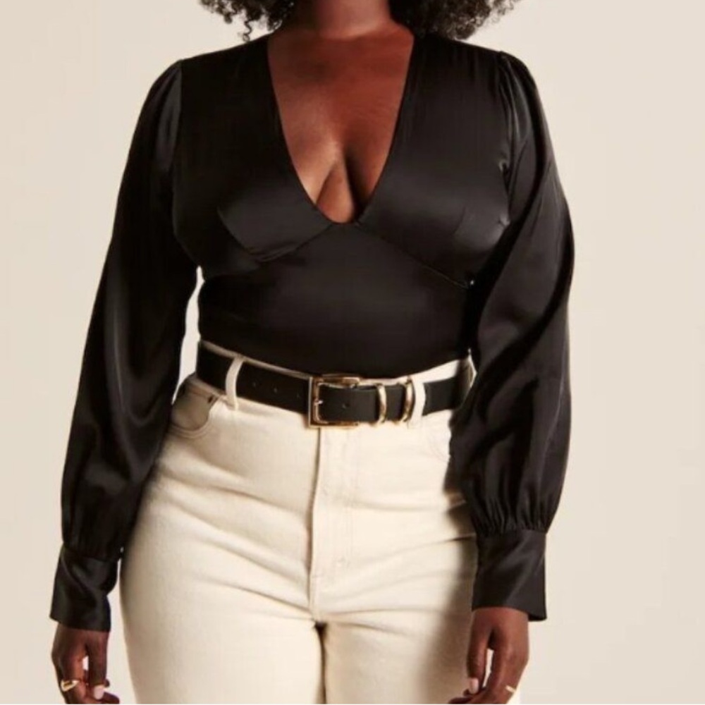 Abercrombie Black Deep V-Neck Blouse